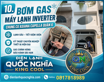 Bơm gas máy lạnh inverter chung cư asiana capella quận 6